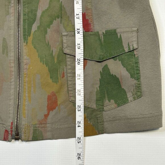 Chicos Zenergy Jacket Womens 0 Small Green Ikat Utility Zip Up Tie 3/4 Sleeve - Picture 12 of 14